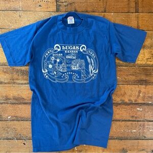 Vintage 80s singlestich Lucas Kansas graphic Jerzees by Russel Athletic tee